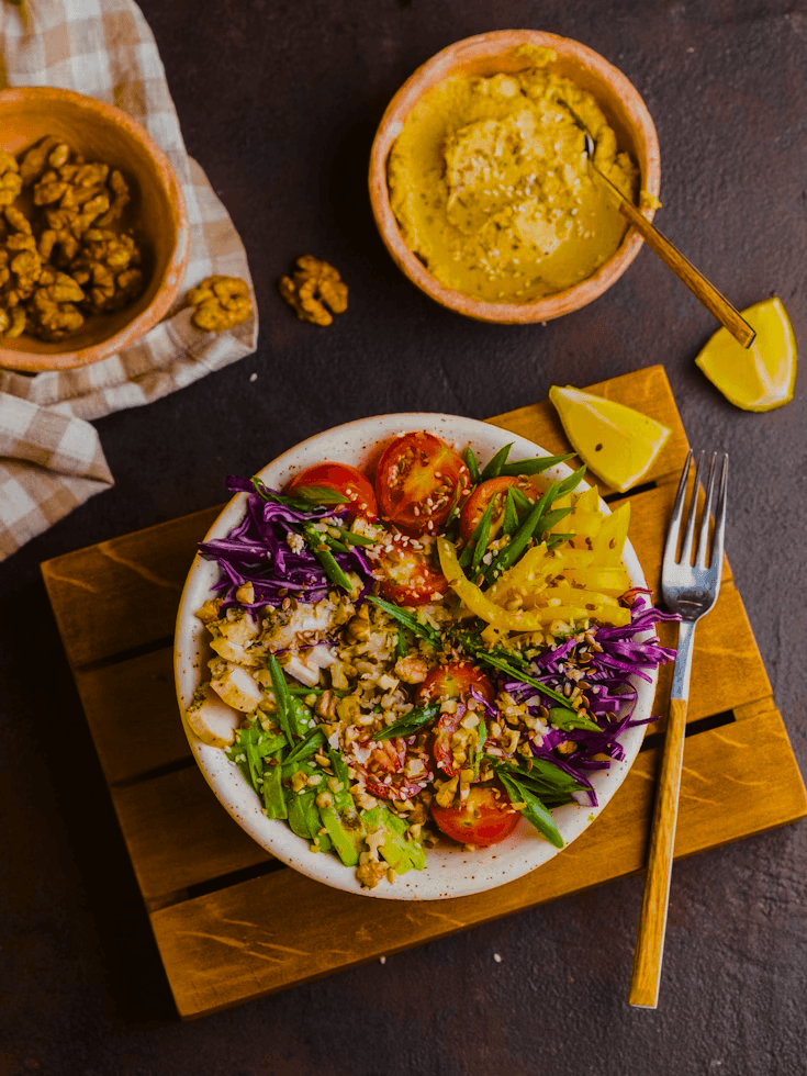 Fresh colorful healthy bowl with vegetables